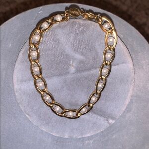 Napier Gold Tone W/faux Pearl Blt